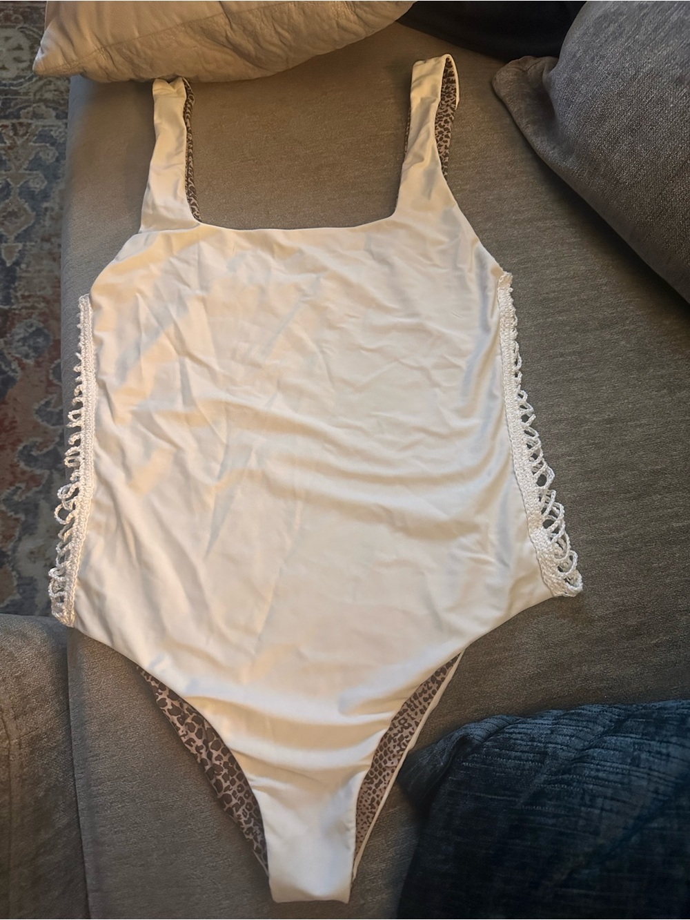 acacia swimwear Cream and Brown Leopard-Print Lined One-Piece